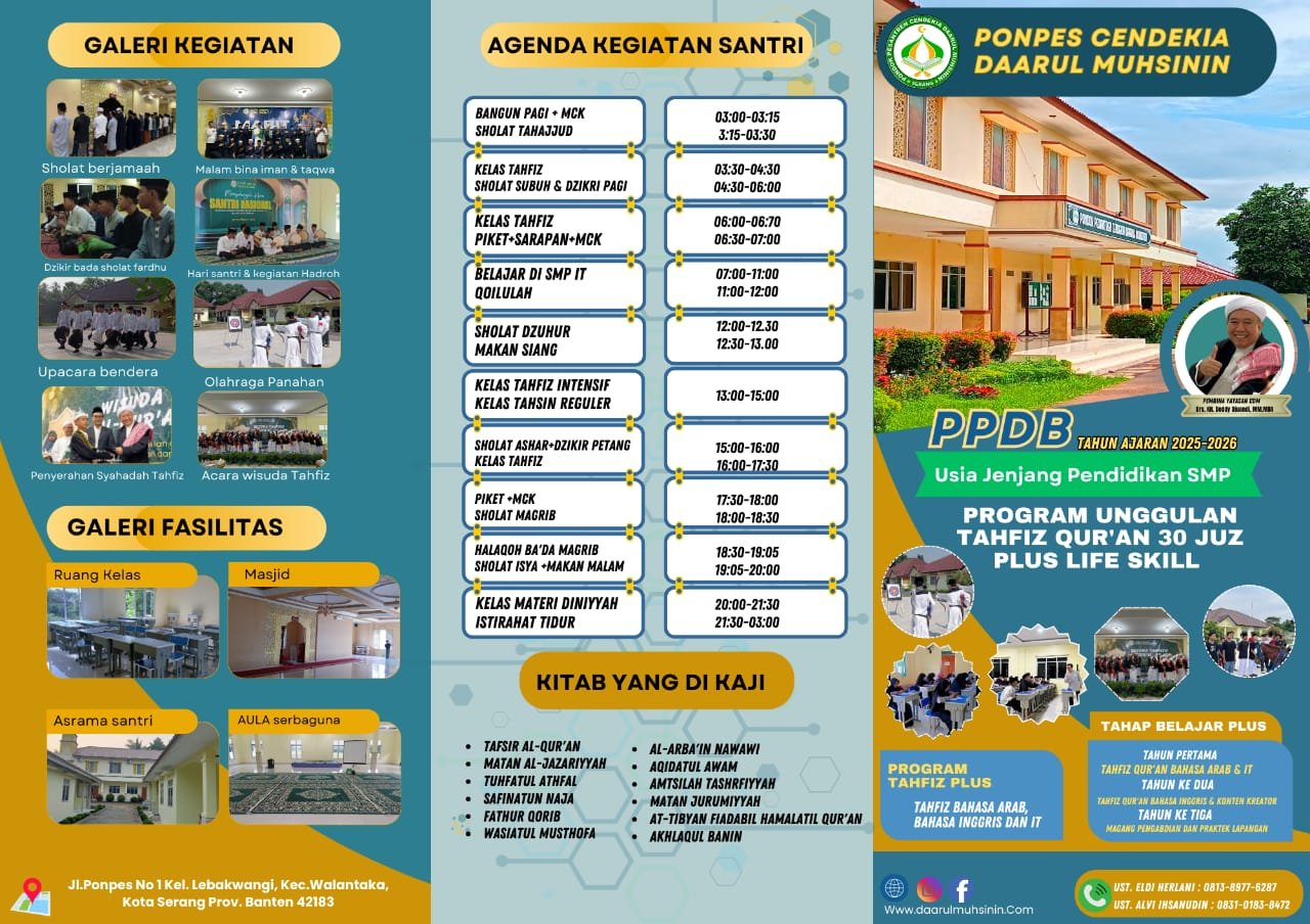 Brosur Pendaftaran Ponpes Cendikia Darul Muhsinin