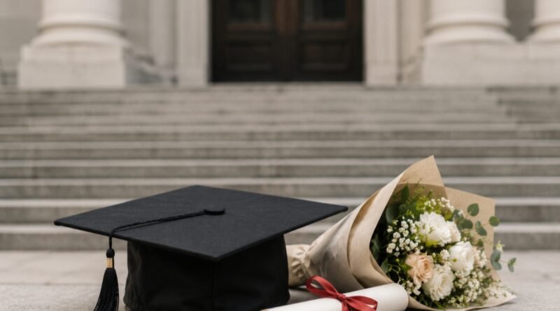 Topi wisuda dan bunga wisuda | foto by Chat GPT