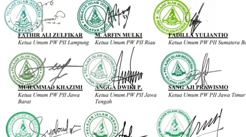 surat pernyataan sikap dari 20 wilayah sudah di kirimkan ke PB PII yang ditandatangani oleh beberapa wilayah