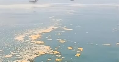 limbah berwarna kuning disekitaran laut tempat nelayan mencari ikan