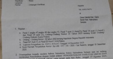 undangan klarifikasi kedua dari Satreskrim Polres Halmahera Selatan