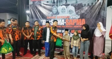 Pimpinan Cabang Satuan Siswa, Pelajar dan Mahasiswa SAPMA Pemuda Pancasila Kota Tangerang menggelar kegiatan santunan anak yatim