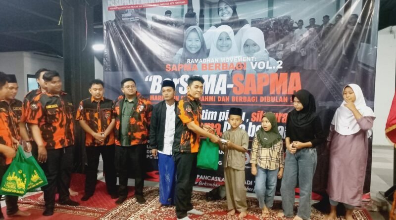 Pimpinan Cabang Satuan Siswa, Pelajar dan Mahasiswa SAPMA Pemuda Pancasila Kota Tangerang menggelar kegiatan santunan anak yatim